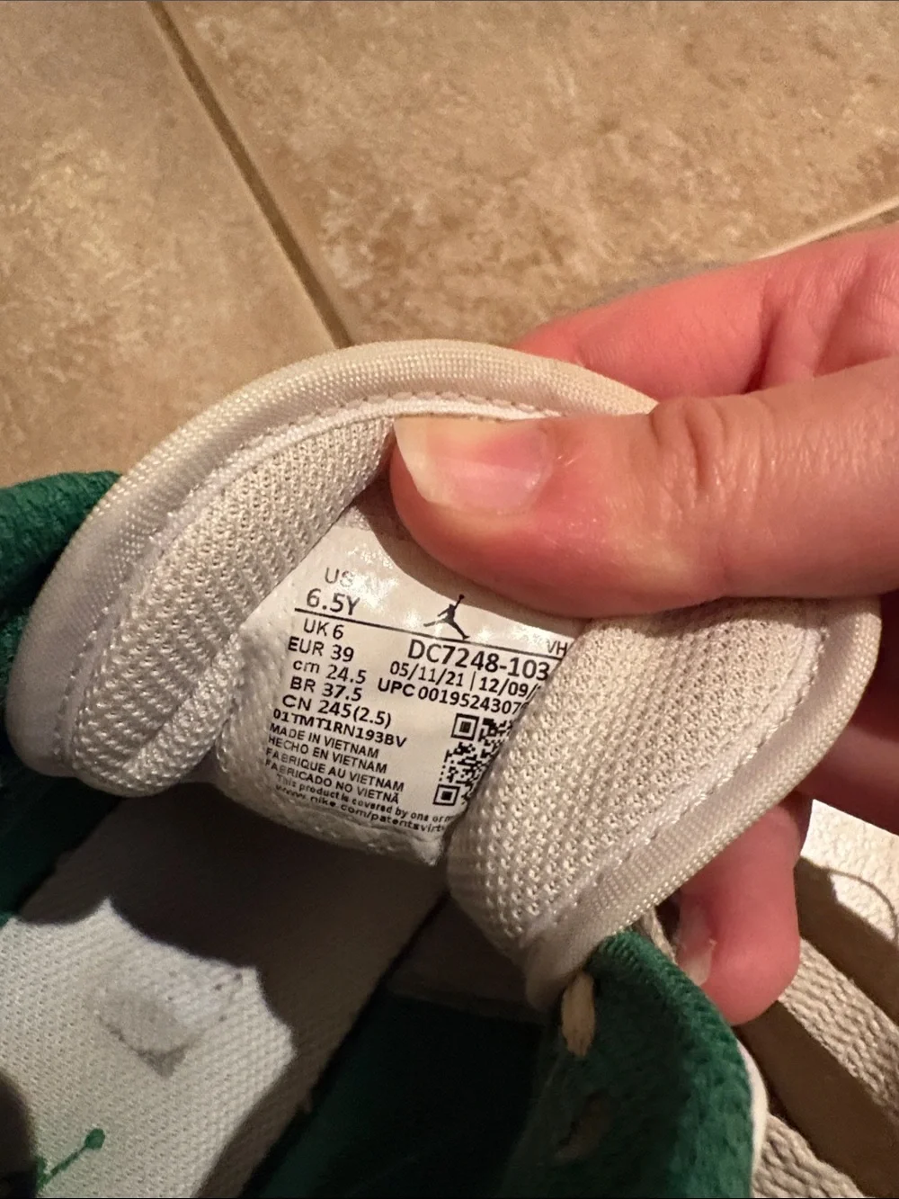 Nike Mid-Top Sneakers in White, Gray & Green - Picture 2 of 2